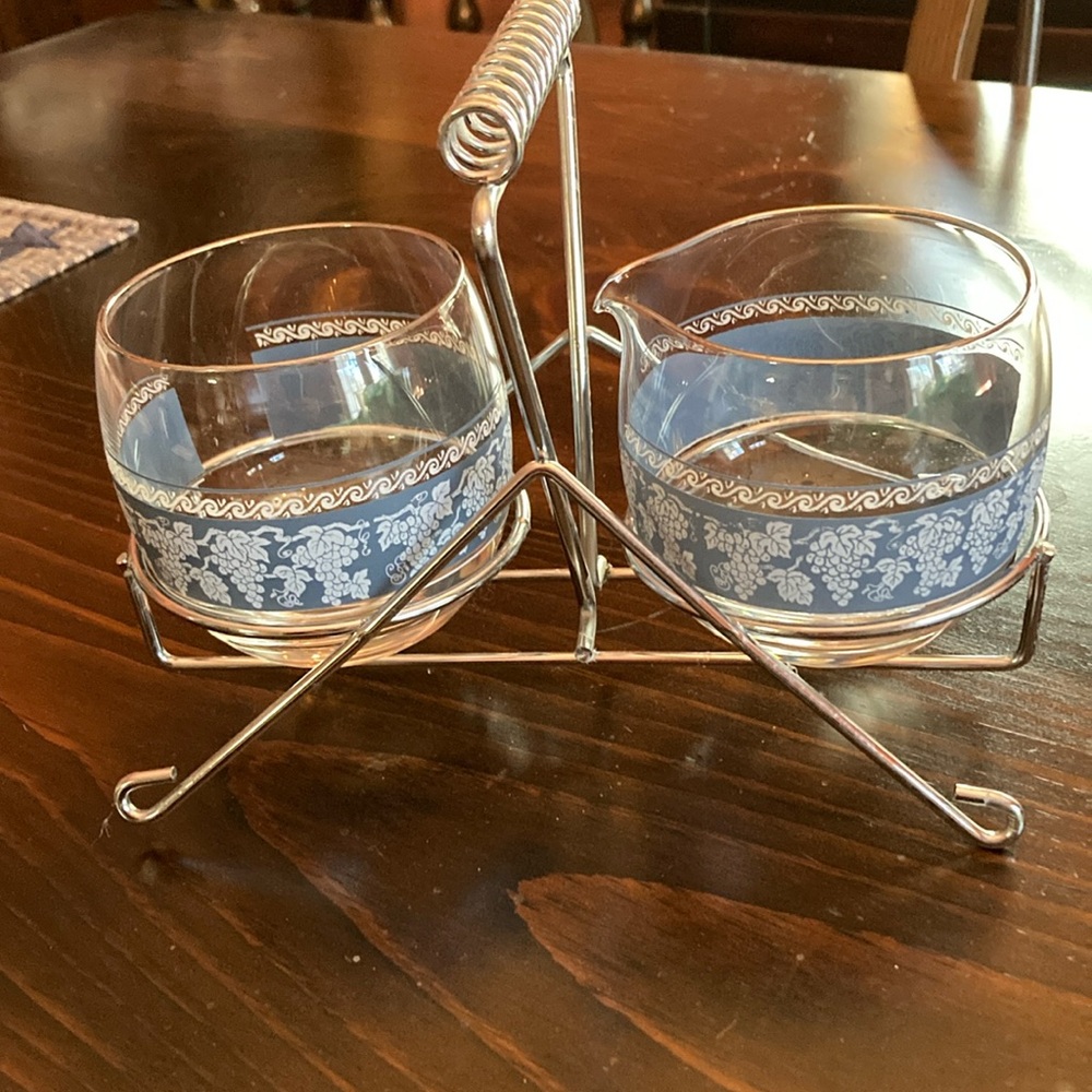 Vintage Libby, sugar, bowl and creamer with Caddy